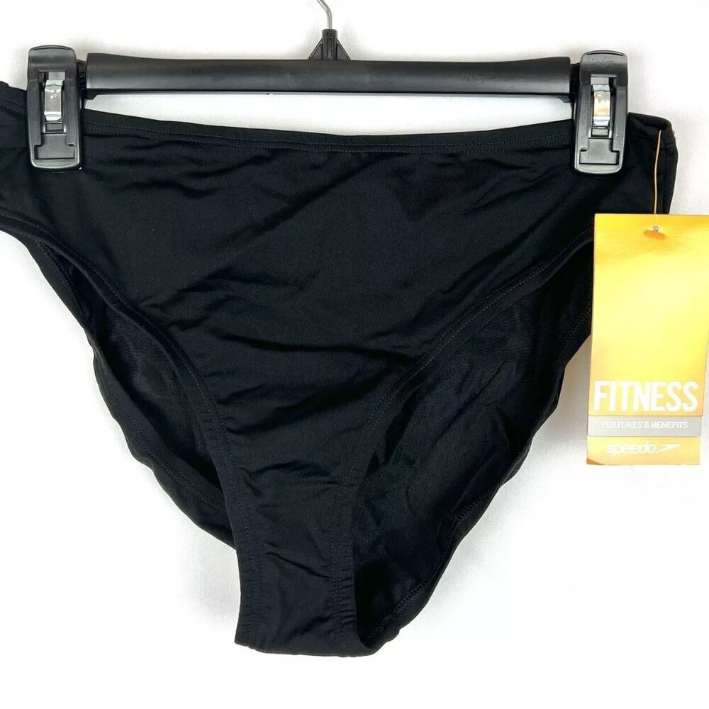 Speedo Women’s High Rise Black Brief Bikini Bottom Size 10